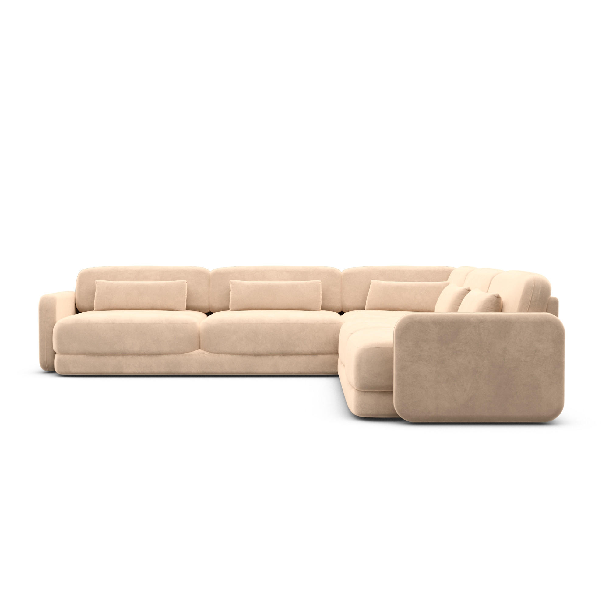 ECKSOFA Valencia L Form Samtstoff Beige - Beige, Textil (229/229cm) - Sofa Dreams