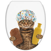WC-SITZ mit Absenkautomatik & Top Fix Shower Cat - Braun, Holzwerkstoff (37.7/5.5/48cm) - Sanilo