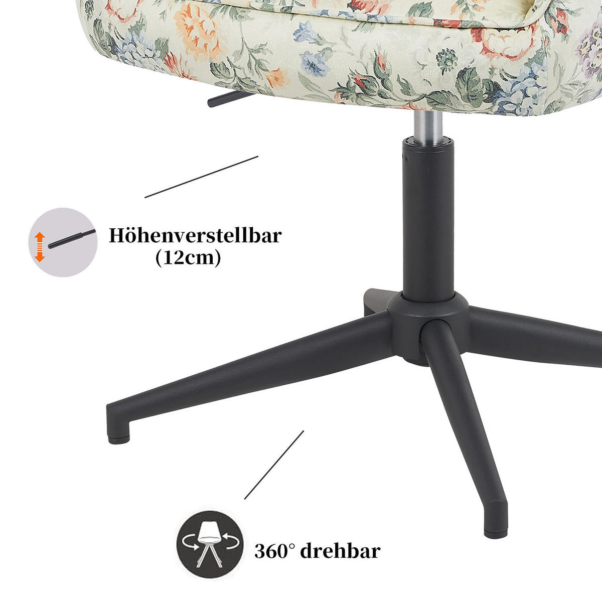 BÜROSTUHL Mika-Bryn 2er-Set - Multicolor/Schwarz, Textil/Metall (60/84/65cm) - DUBI Möbel