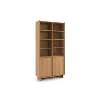 REGAL Suna 98 cm breit Japandi Design Schrank Eiche Caramel grifflos 200 cm hoch - Braun, Holzwerkstoff (98/200/39cm) - Bettso