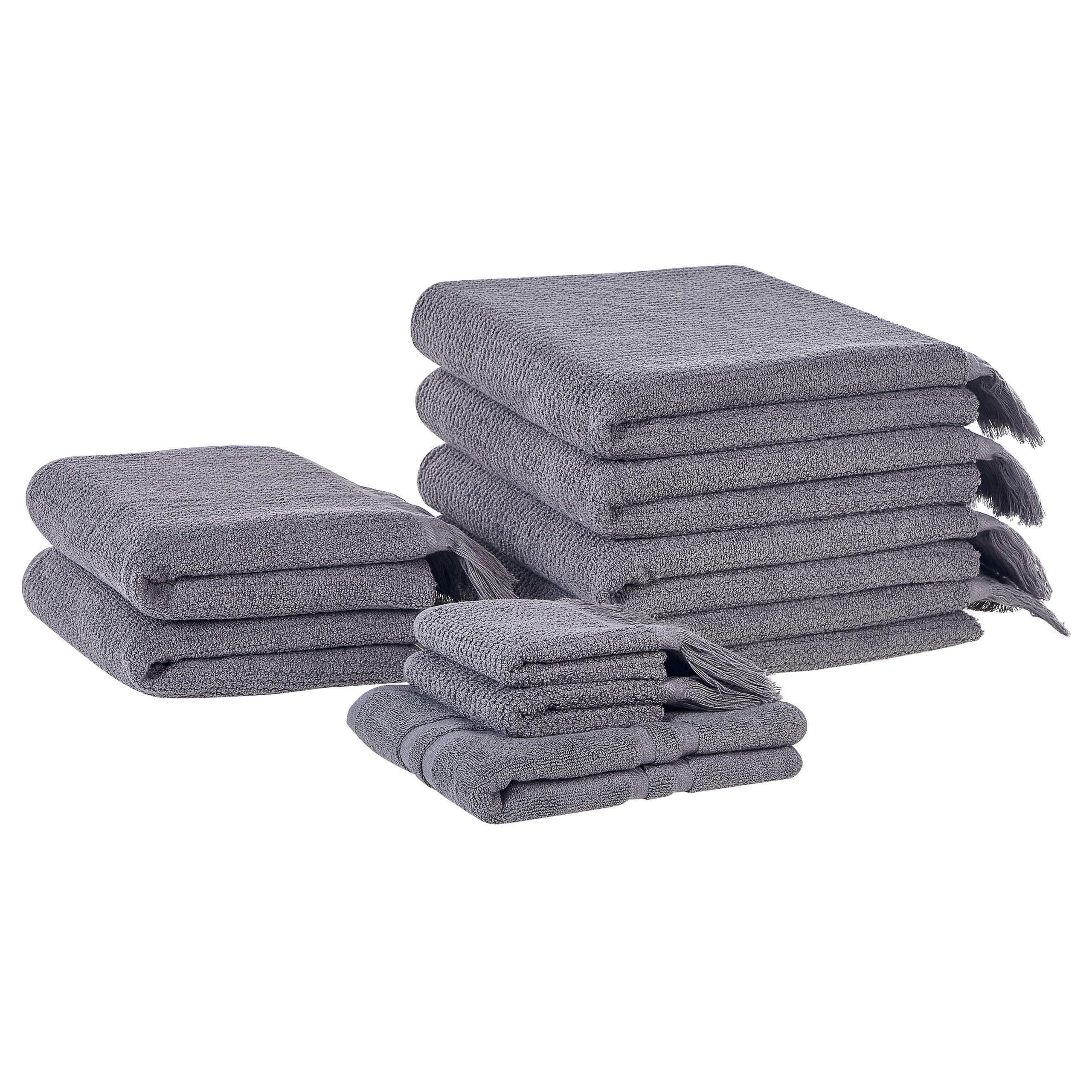 BADEHANDTUCH 9-teilig Grau Atiu - Grau, Textil (70/140cm) - Beliani