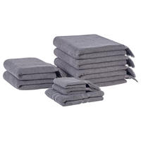 BADEHANDTUCH 9-teilig Grau Atiu - Grau, Textil (70/140cm) - Beliani