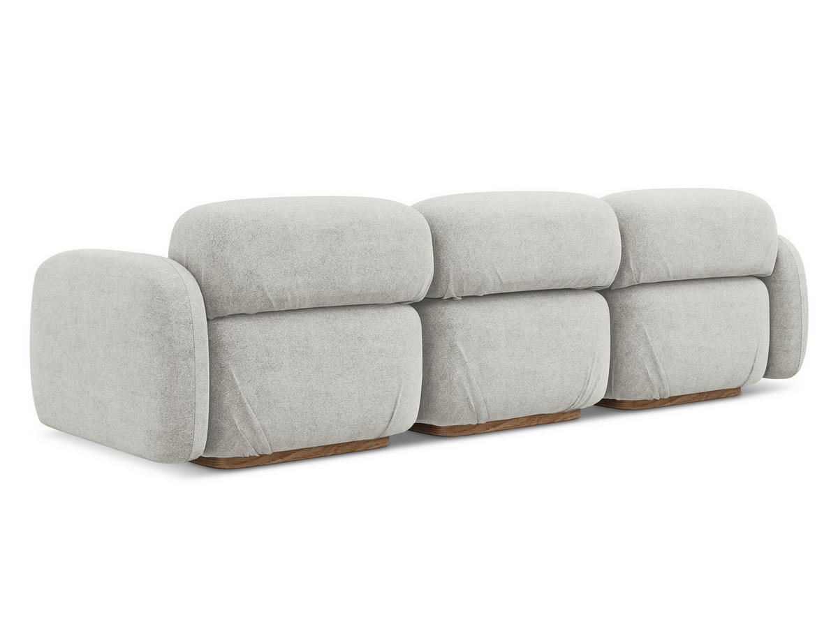 4-SITZER-SOFA Bouclé Stoff Grau - Silberfarben/Braun, Holz/Textil (270/73/95cm) - Makamii