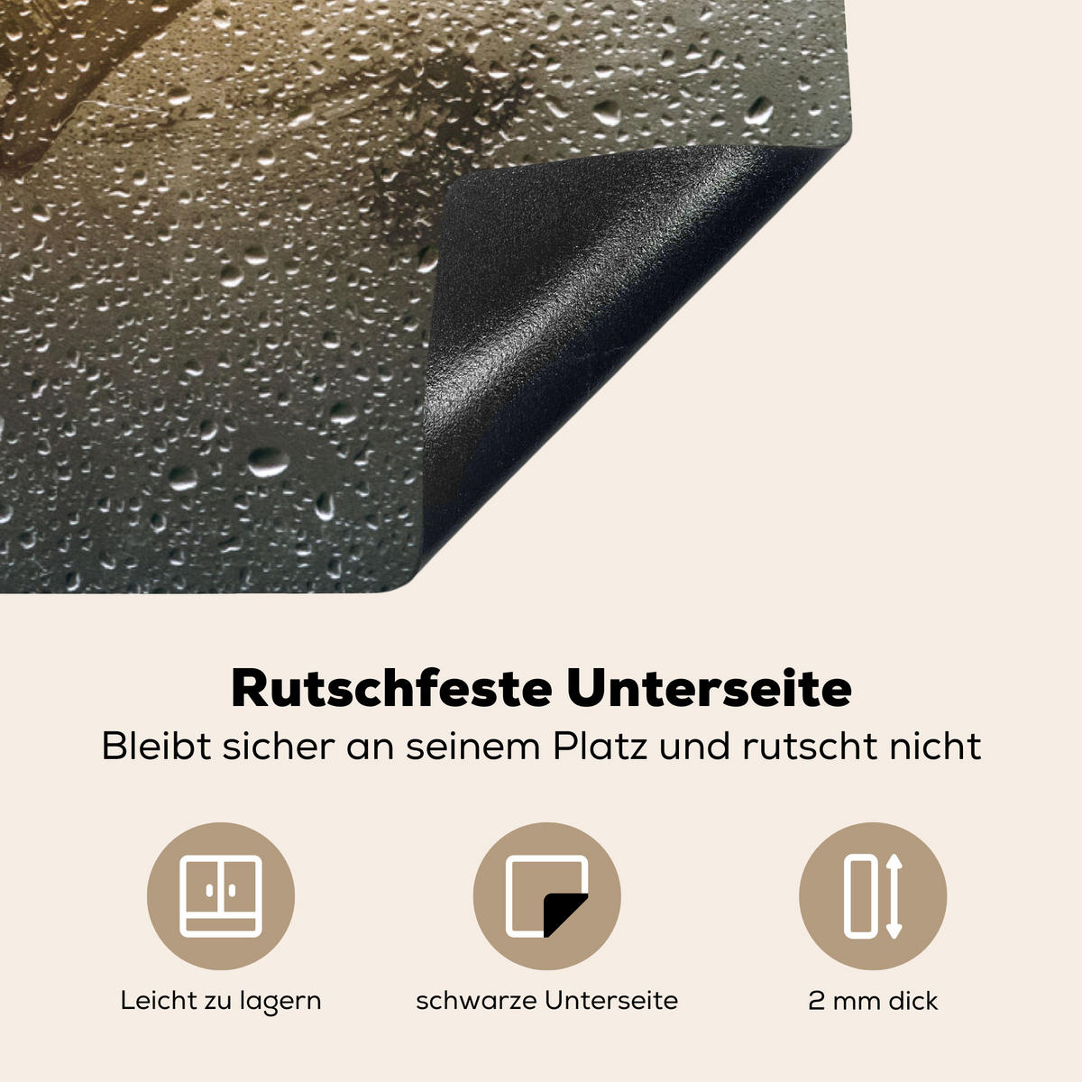 HERDABDECKPLATTE Herz - Kondenswasser - Wasser - 3D Induktionsschutz 91.2x52 cm - Grau, Kunststoff (91.2/52/0.2cm) - MuchoWow