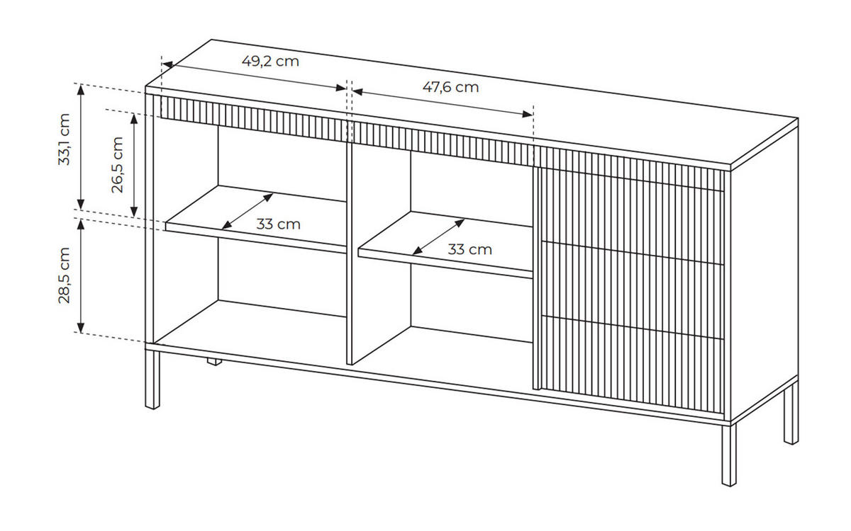 SIDEBOARD Senso schwarz 154 / 40 / 82cm - Schwarz, Holz/Holzwerkstoff (154/82/40cm) - Feldmann-Wohnen