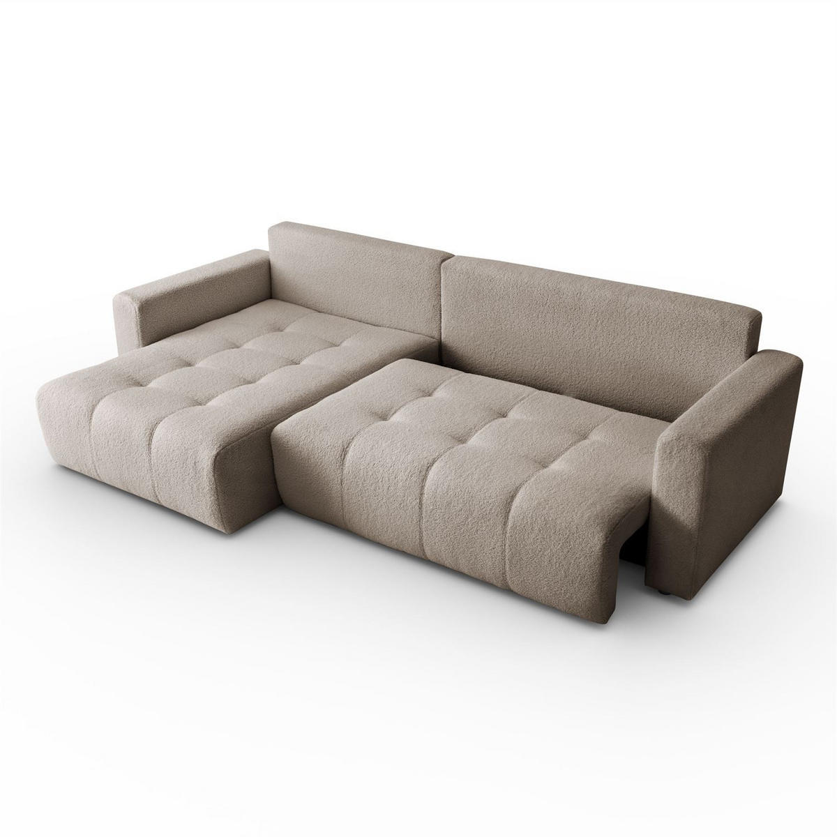 ECKSOFA ASTON mit Schlaffunktion und Bettkasten - Beige, Textil (261/143cm) - Lookway