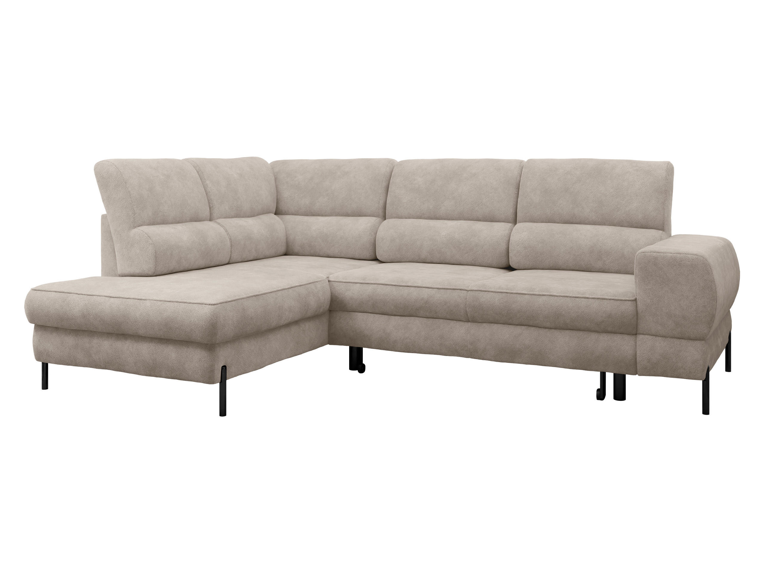 ECKSOFA Clinton, Seite: Links - Hellbraun/Schwarz, Holz/Kunststoff (253/174cm) - MIRJAN24