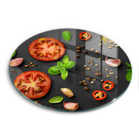 GLASPLATTE Ø 30 cm Tomaten und Gewürze - Graphitfarben, Glas (30/30cm) - Wallfluent