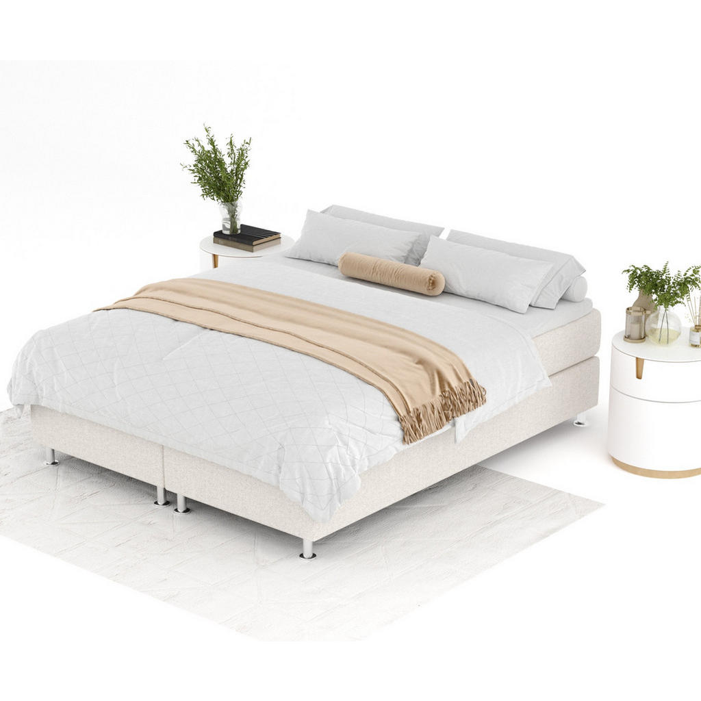 Thumbnail - Maison de Reve Boxspringbett, Beige, Textil, Buche, Kiefer, H3, Höhe ca. 21 cm, 160x200 cm, FSC 100%, Made in EU, Oeko-T...