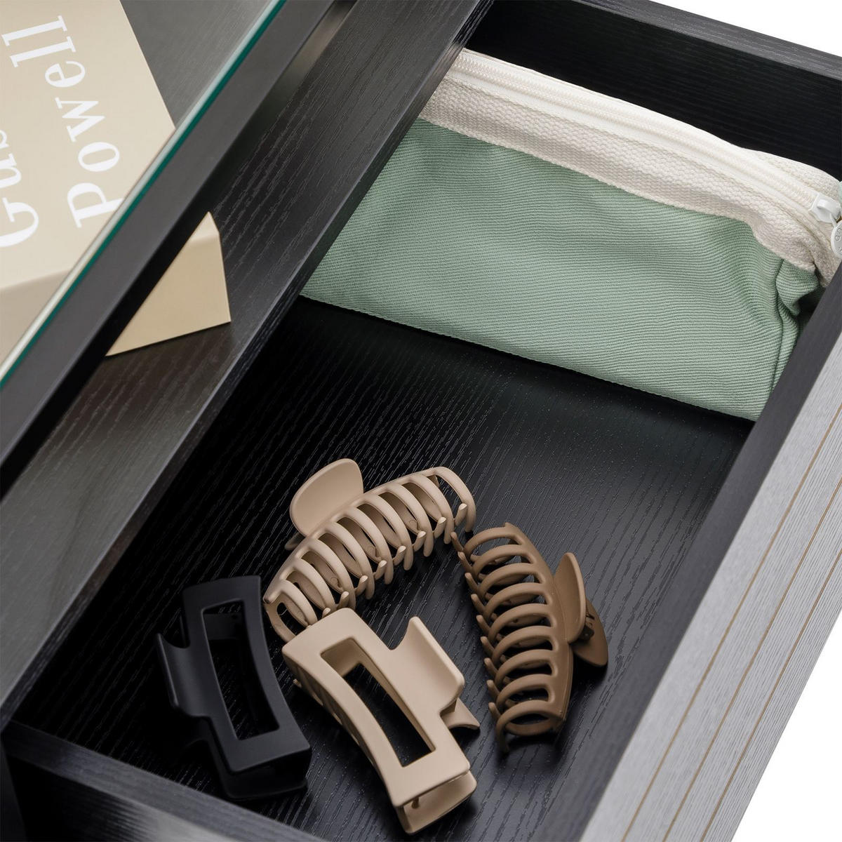 NACHTTISCH ARUMA - Schwarz, Glas (50/51/40cm) - IDIMEX