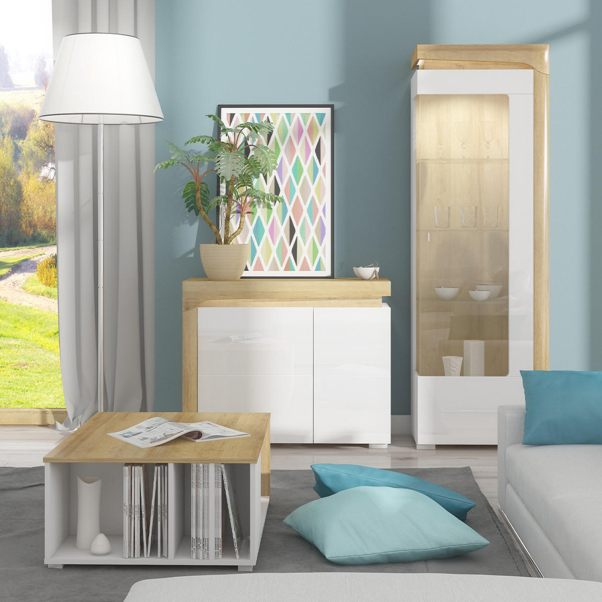 SIDEBOARD Teo Weiß und Holz - Weiß, Holzwerkstoff (102/82/43cm) - Petits-meubles