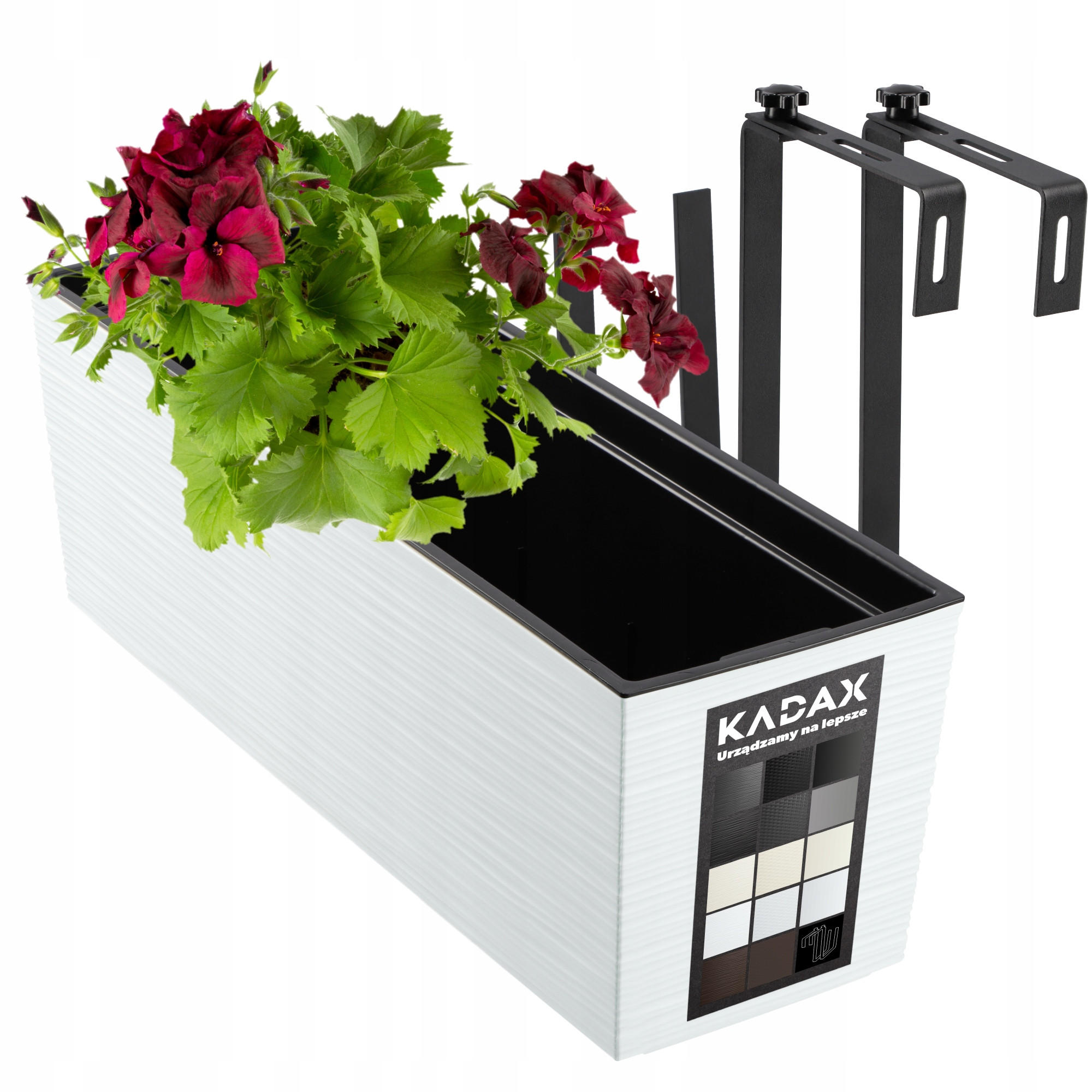 BALKONBLUMENTOPF mit Einsatz und 2 Griffe 56 cm, Weiß - Weiß, Kunststoff (18/56cm) - KADAX