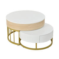 COUCHTISCH Set 2-tlg Gold Hochklappbar 2 Schubladen Satztisch Kombination - Weiß, Holz (78.5/78/22cm) - FLIEKS