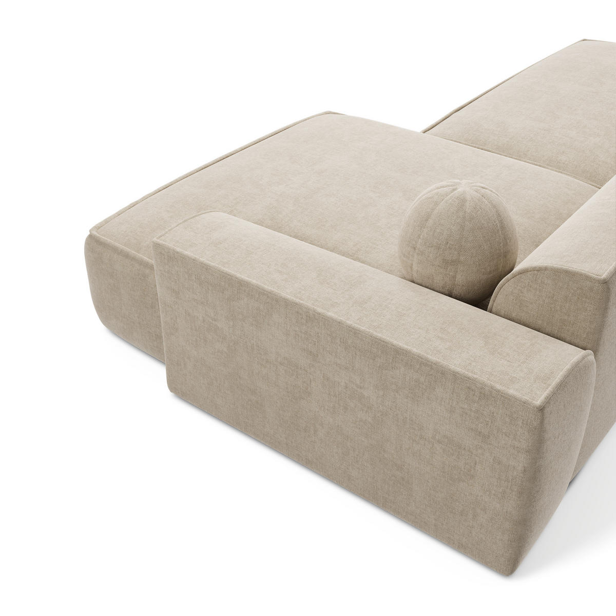 ECKSOFA RECHTS Samt Creme 300cm - Creme, Textil (300/155cm) - Sia Home