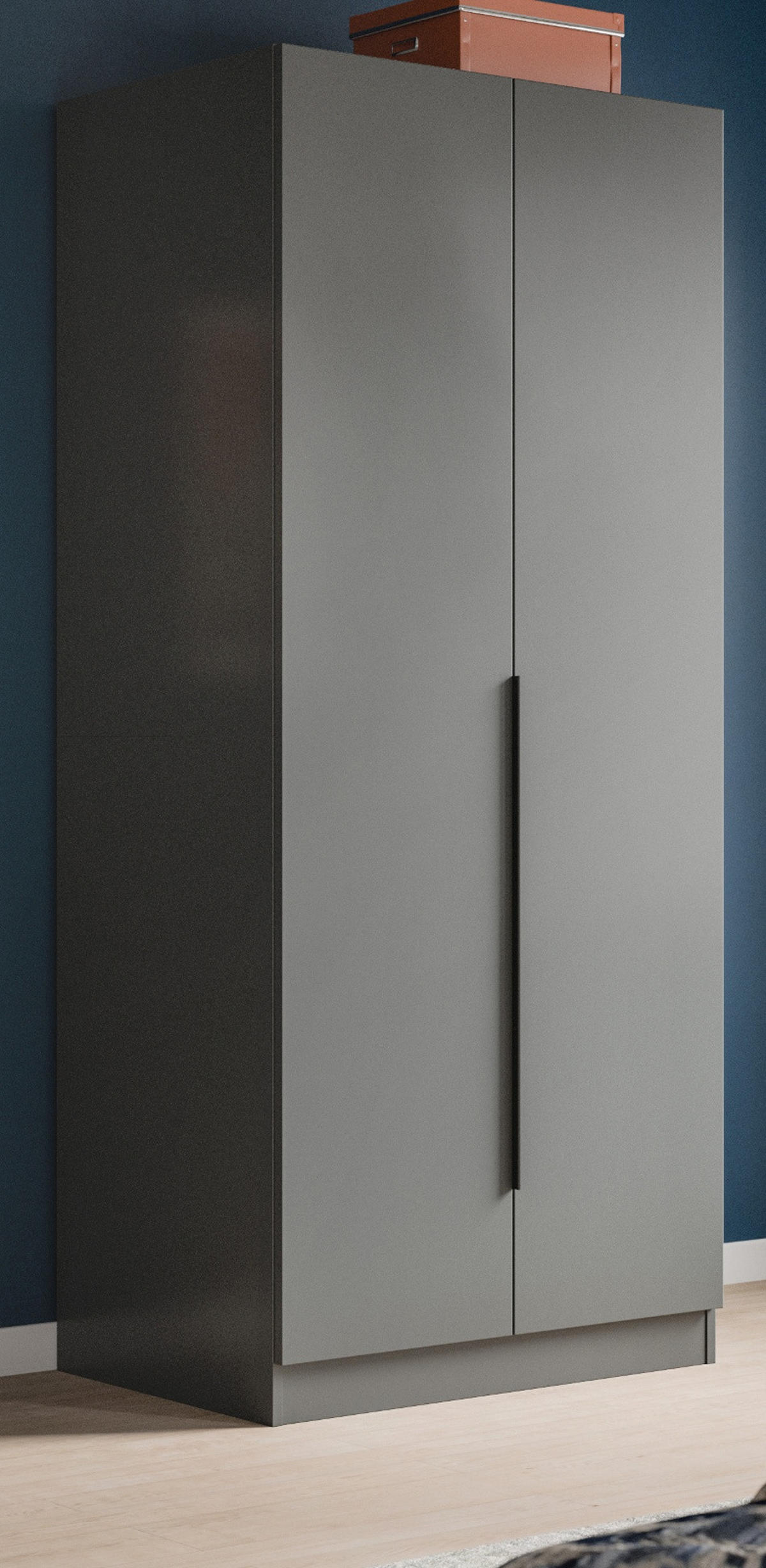 KLEIDERSCHRANK grau 2-türig 80 x 181 cm, Drehtürenschrank mit zusätzlichen Einlegeböden - Schwarz/Grau, Holzwerkstoff/Kunststoff (80/181/52cm) - Inn.Furn