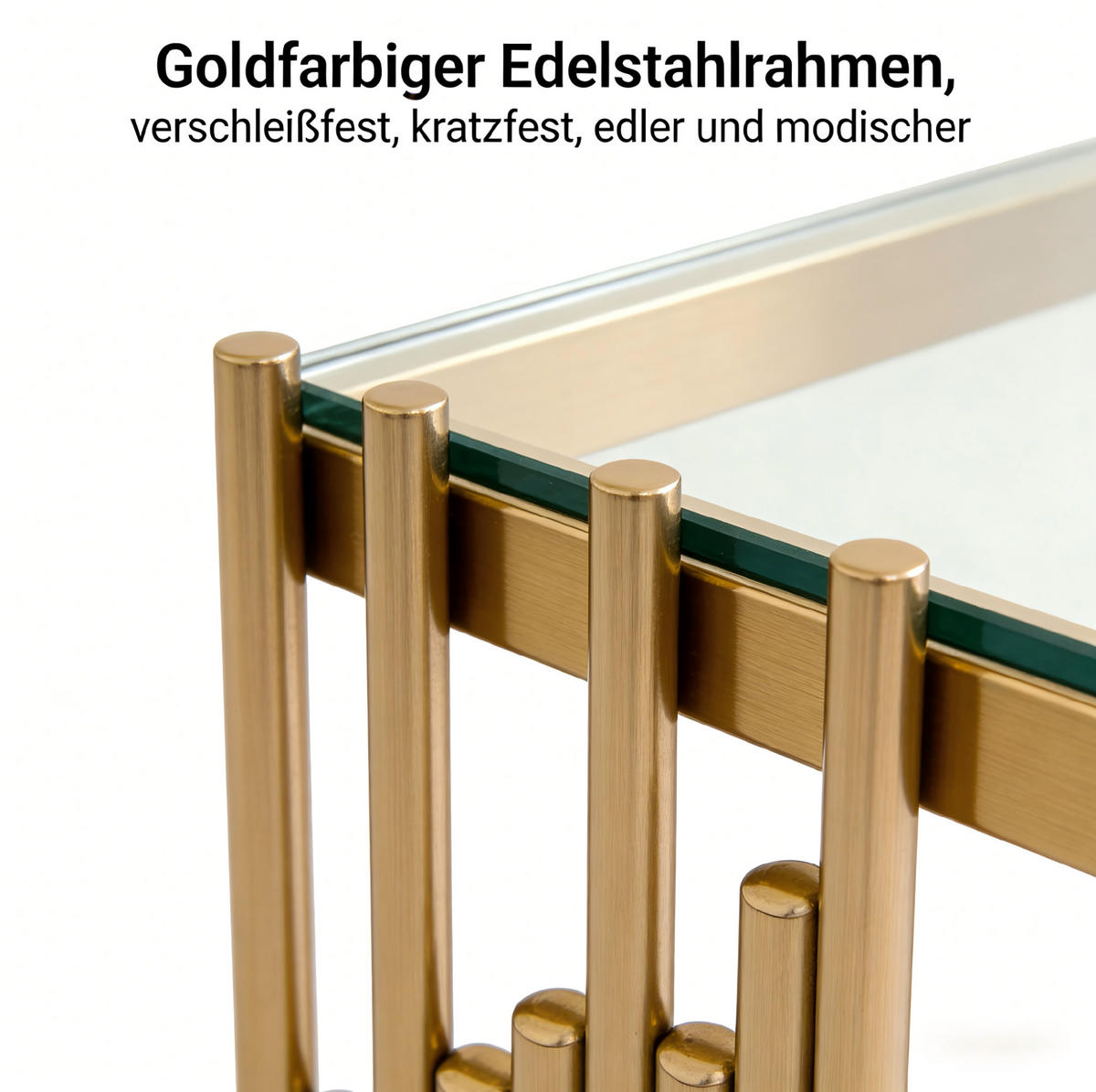 BEISTELLTISCH quadratisch 41 cm Glas Gold - Klar, Glas (41/41/46cm) - Meubliv