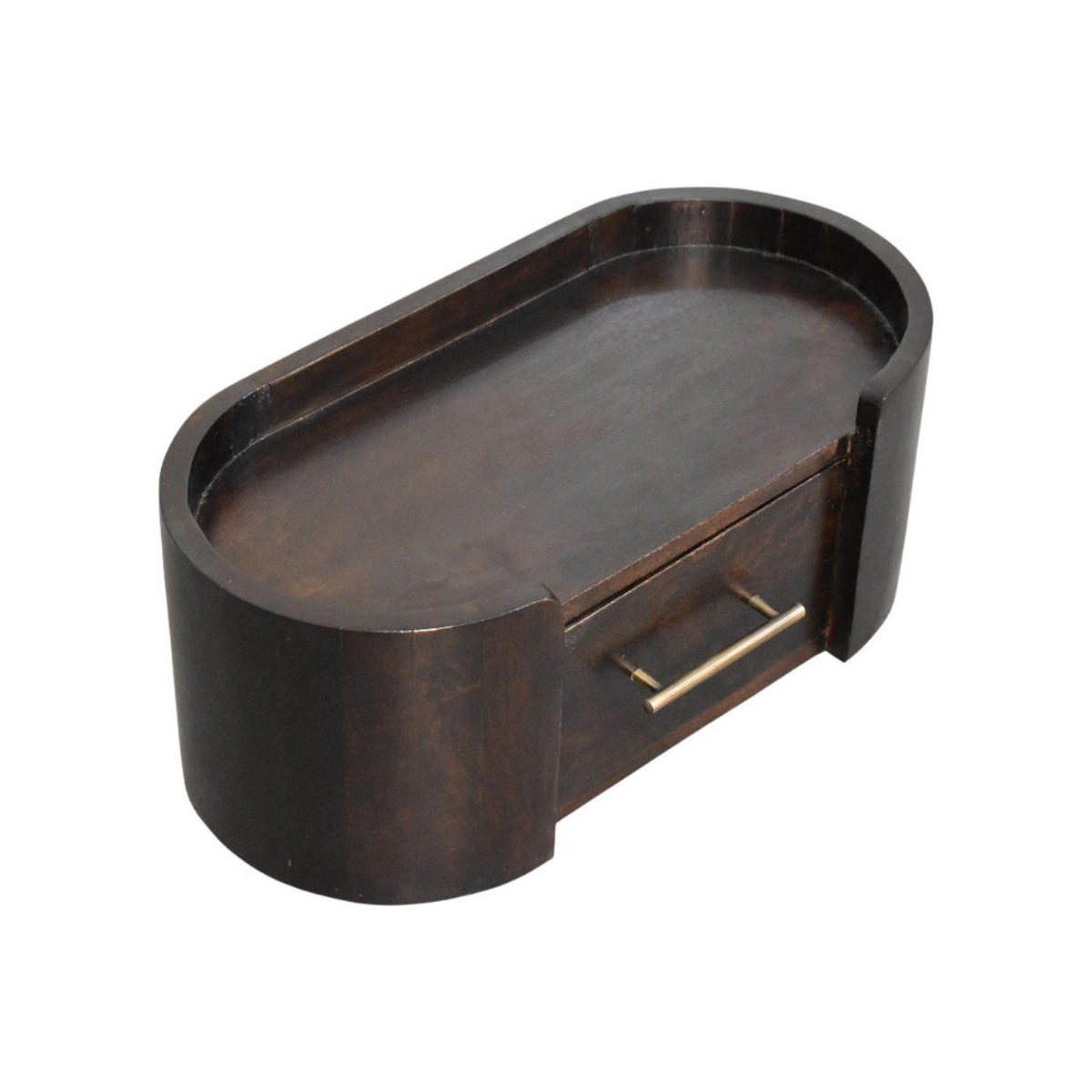 NACHTTISCH mit Samt-Mokka-Finish, 1 Schublade, oberes Fach, dunkelbraun - Dunkelbraun/Goldfarben, Holz/Metall (50/20/25cm) - Artisan Furniture