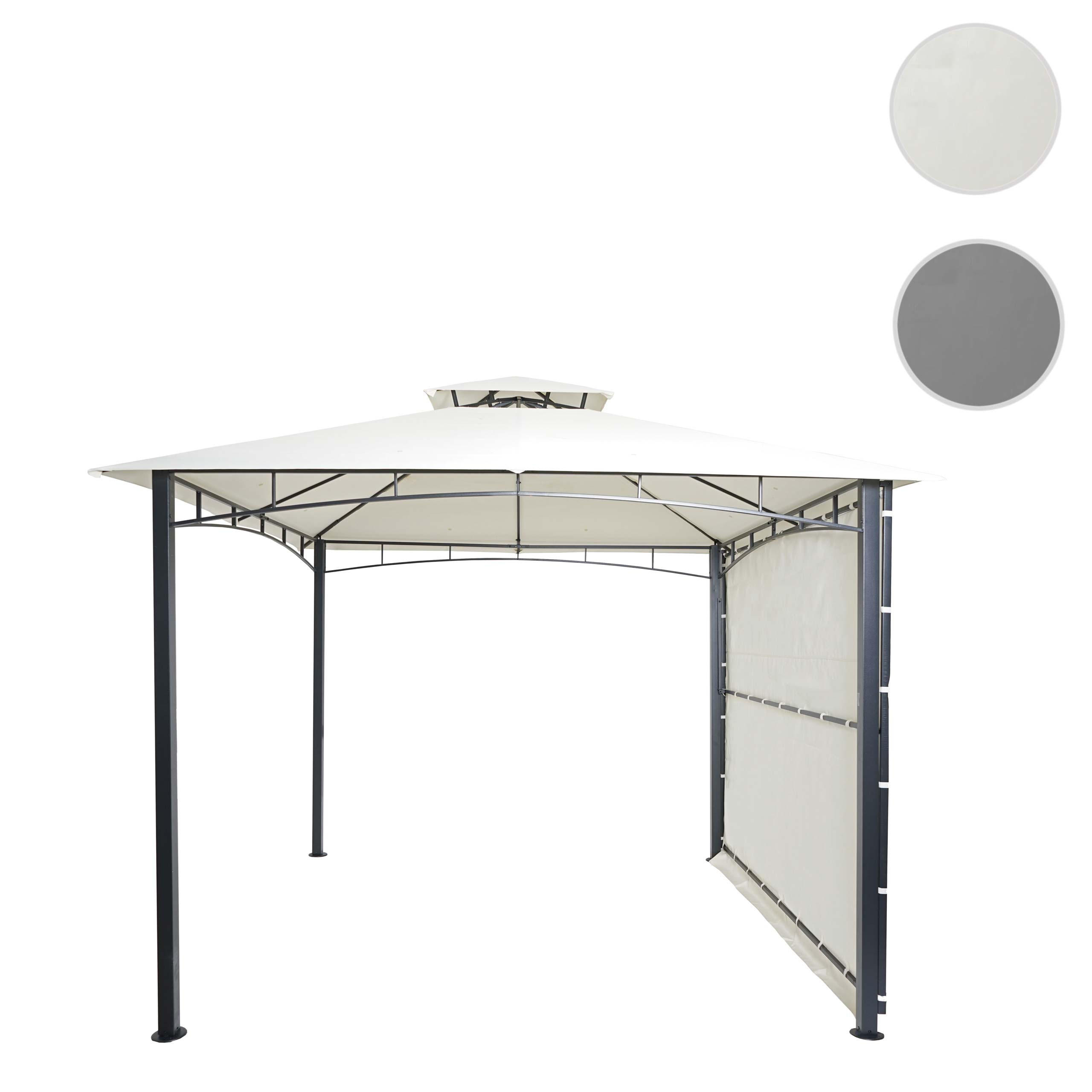 PERGOLA STAHL + SEITENWAND Cremeweiß - Weiß, Textil (490/275/250cm) - MCW