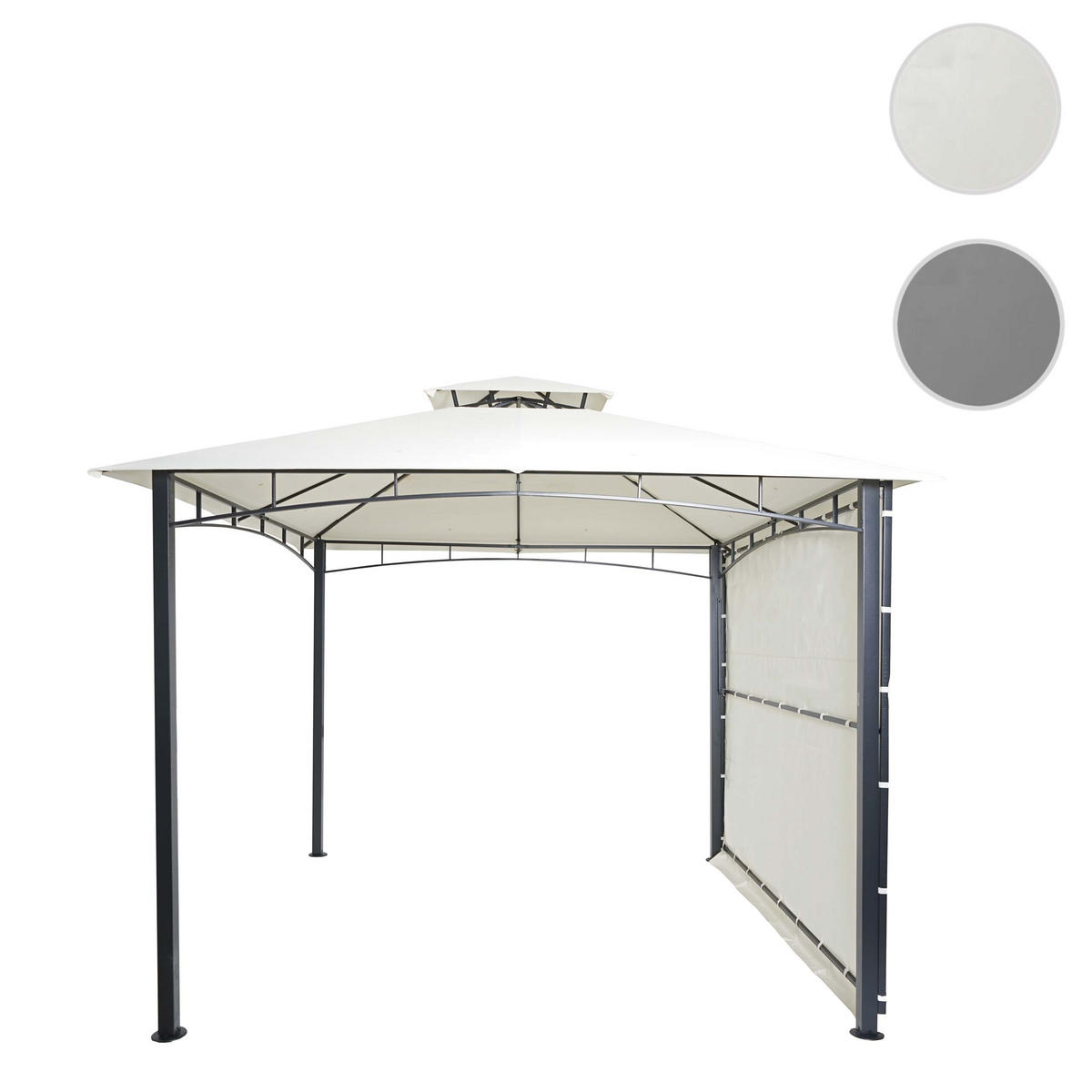 PERGOLA STAHL + SEITENWAND Cremeweiß - Weiß, Textil (490/275/250cm) - MCW