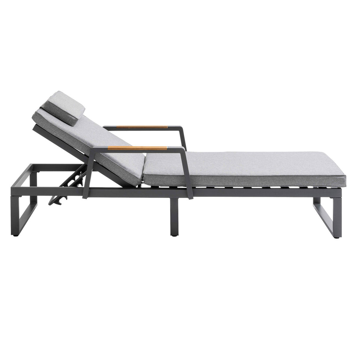 SONNENLIEGE, Schwarz - Schwarz, Holzwerkstoff (75.5/83/196cm) - Oviala