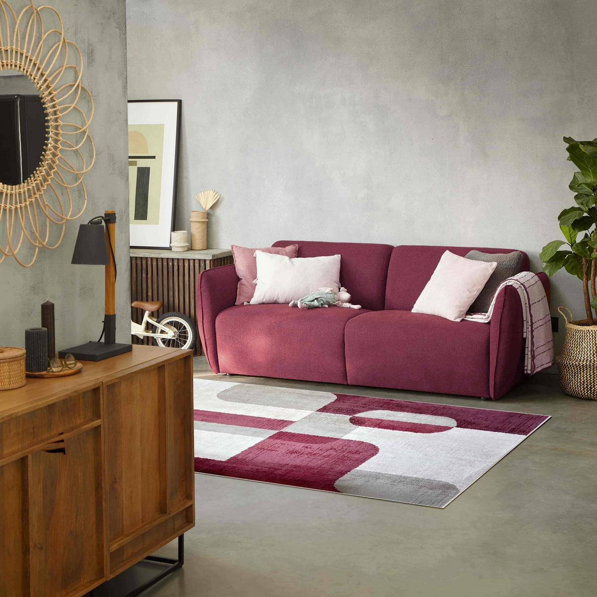 TEPPICH, Rosa - Pink, Textil (120/180cm) - Oviala