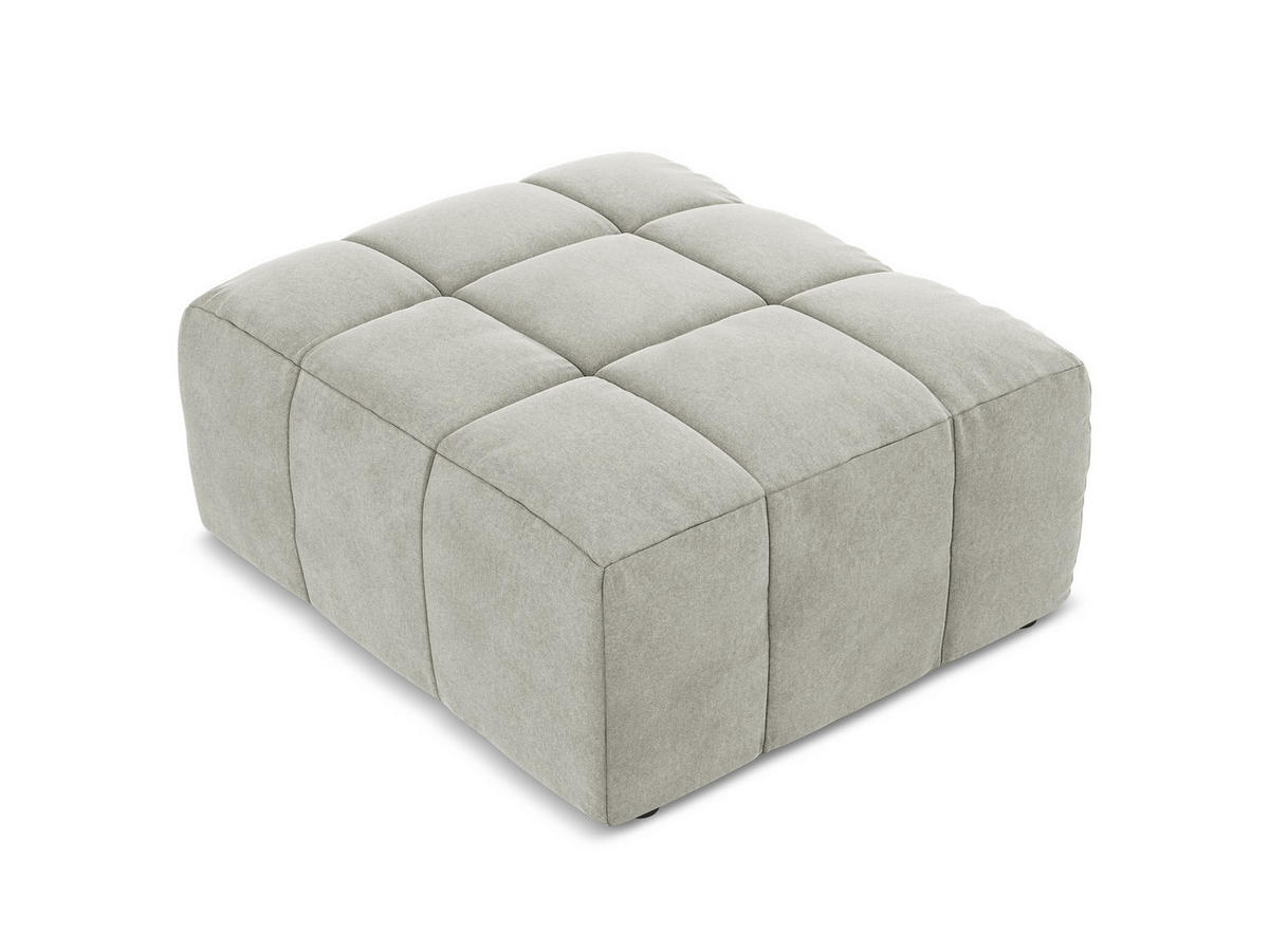 POUF Samt Stoff Grau - Hellgrau/Schwarz, Holzwerkstoff/Kunststoff (75/41/90cm) - Makamii