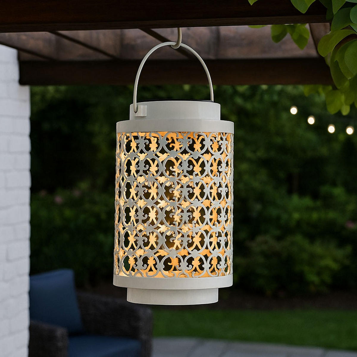 LED AUSSENLEUCHTE Metall Weiß Orientalisch 4er Set - Weiß, Metall (13/18/13cm) - Nowa