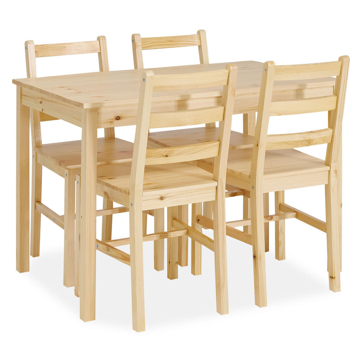 TISCHGRUPPE 108x65 cm natur mit 4 Stühlen - Naturfarben, Holz (65/86/108cm) - Homestyle4u