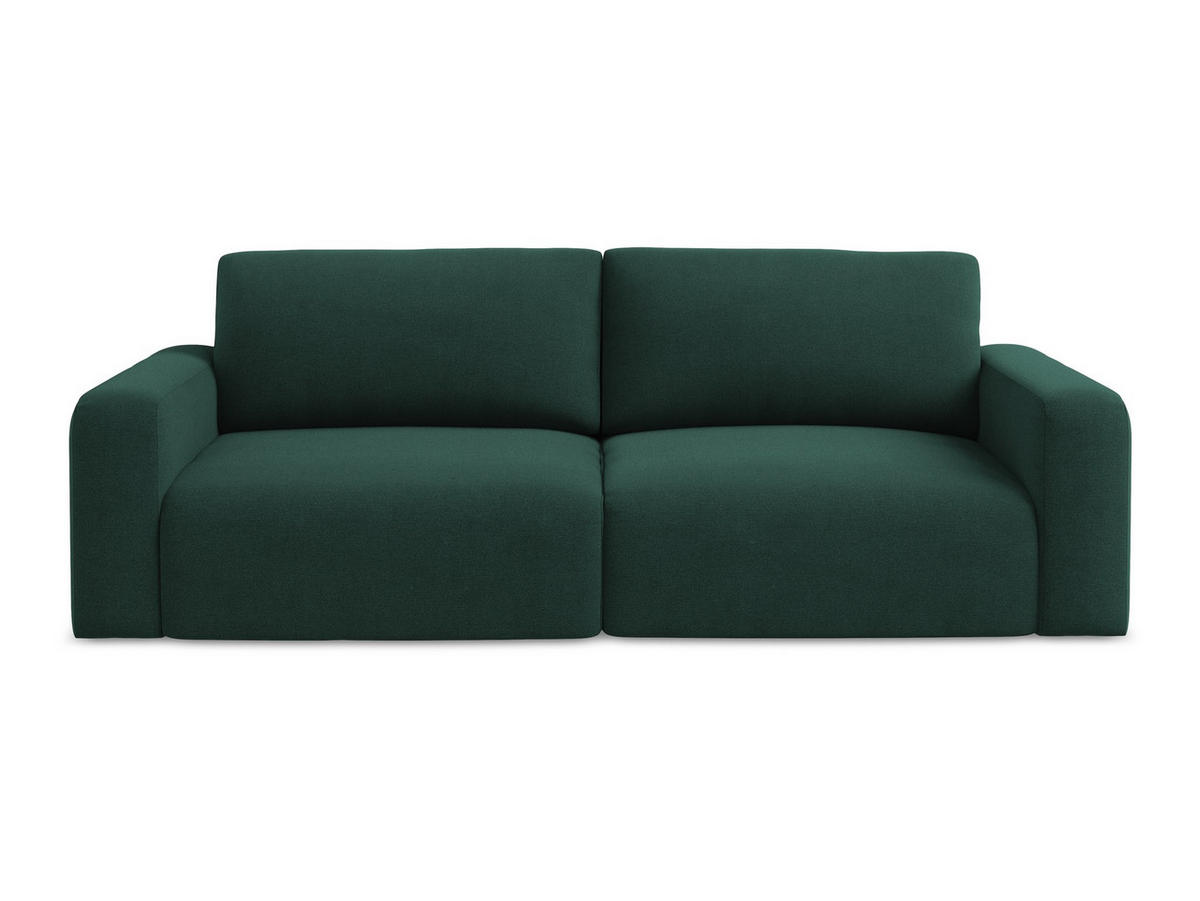 3-SITZER SOFA mit Schlaffunktion Strukturstoff Stoff Grün - Dunkelgrün/Schwarz, Kunststoff/Textil (244/79/102cm) - Makamii
