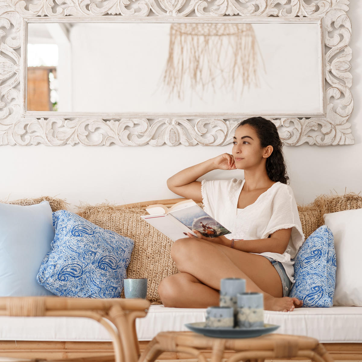 TEELICHTHALTERSET - Multicolor, Holzwerkstoff/Stein (13.5cm) - Relaxdays