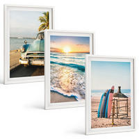 BILDER SET 3er Set - 40x60 cm Weißer Rahmen - Sonnenuntergangsurlaub in Miami - Weiß, Kunststoff (40/60cm) - TULUP