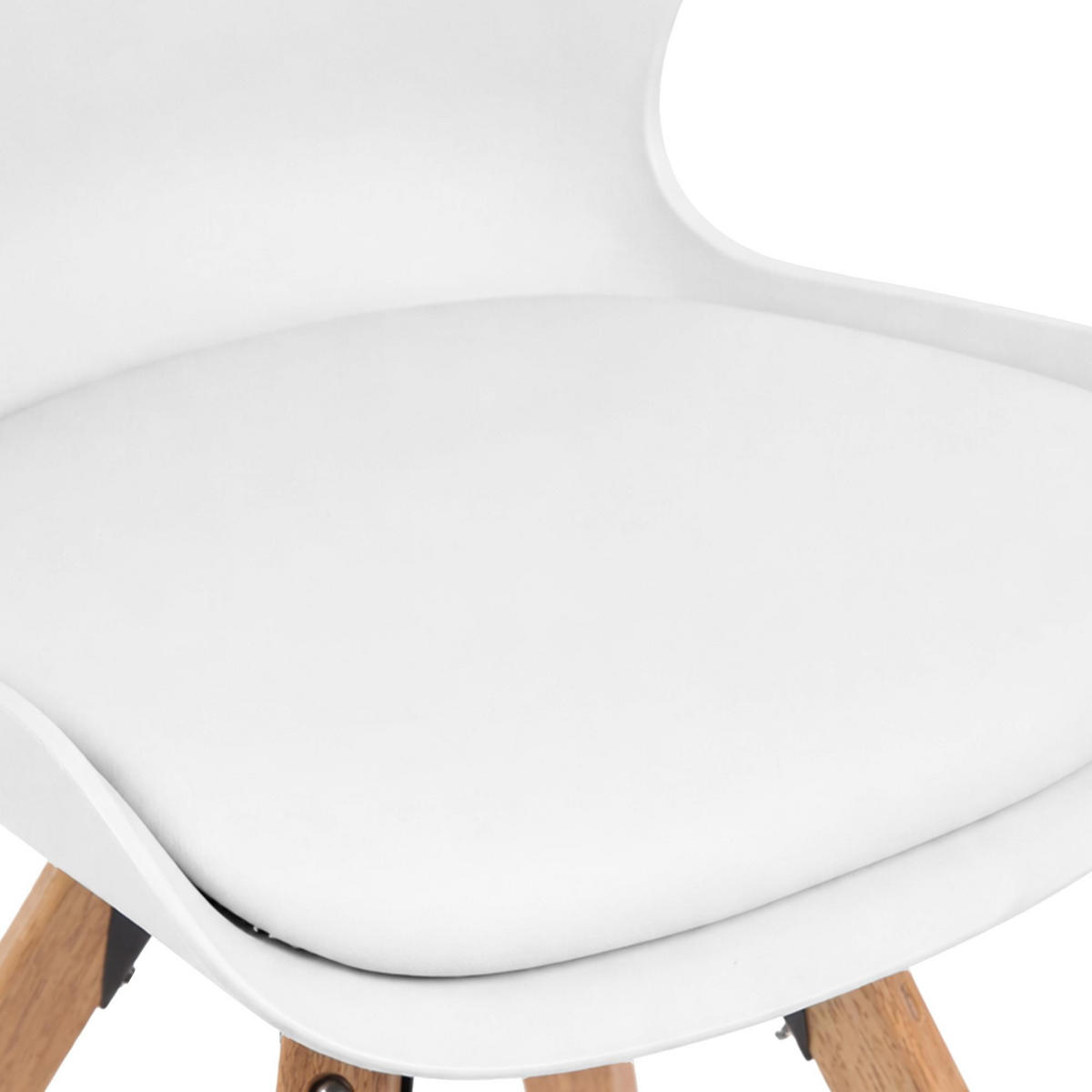 STUHL 4er Set Kunststoff Weiß - Eukalyptusholzfarben/Weiß, Holz/Kunststoff (49/87/58cm) - CLP