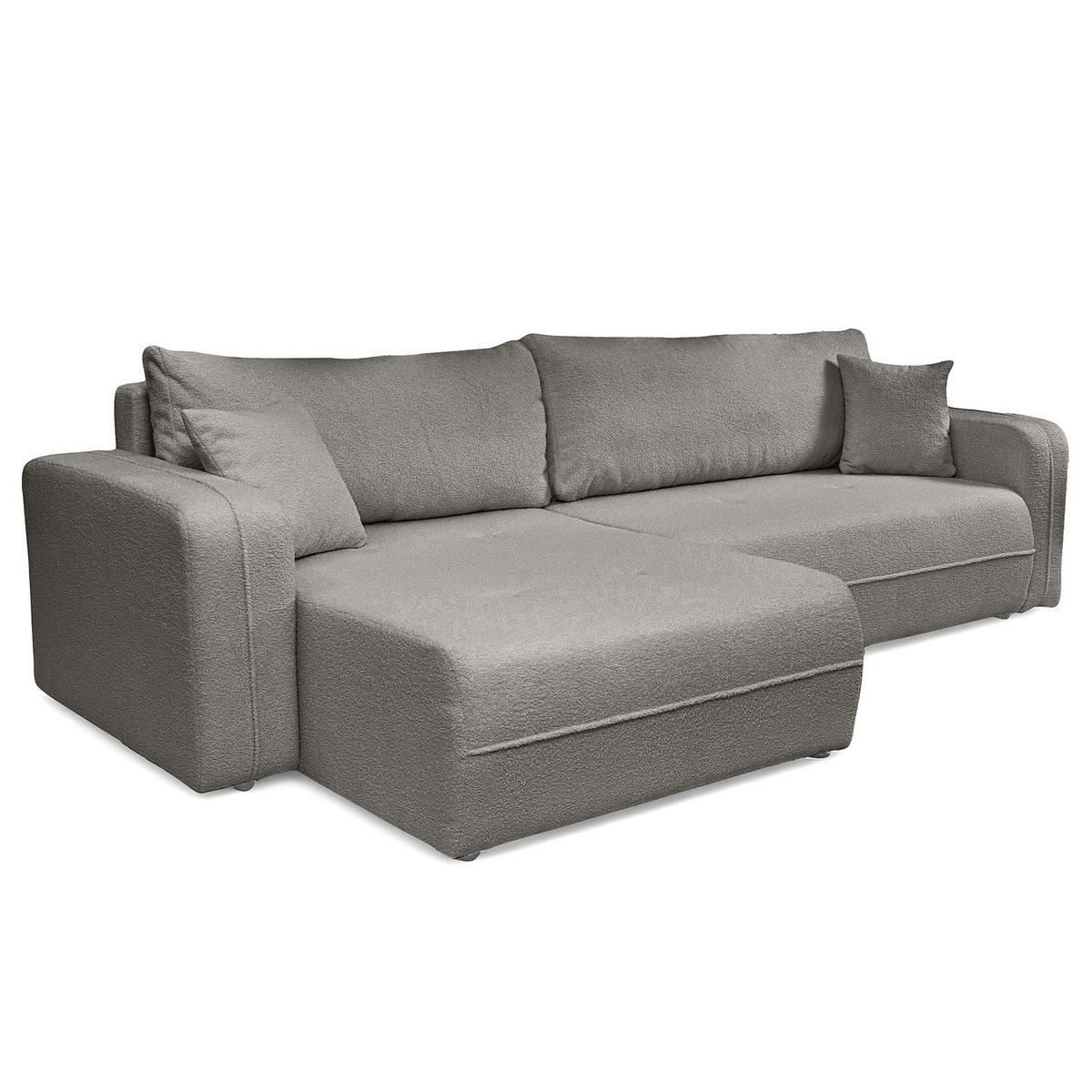 ECKSOFA mit Schlaffunktion - 272 cm - Dunkelgrau/Schwarz, Kunststoff/Textil (272/145cm) - home24