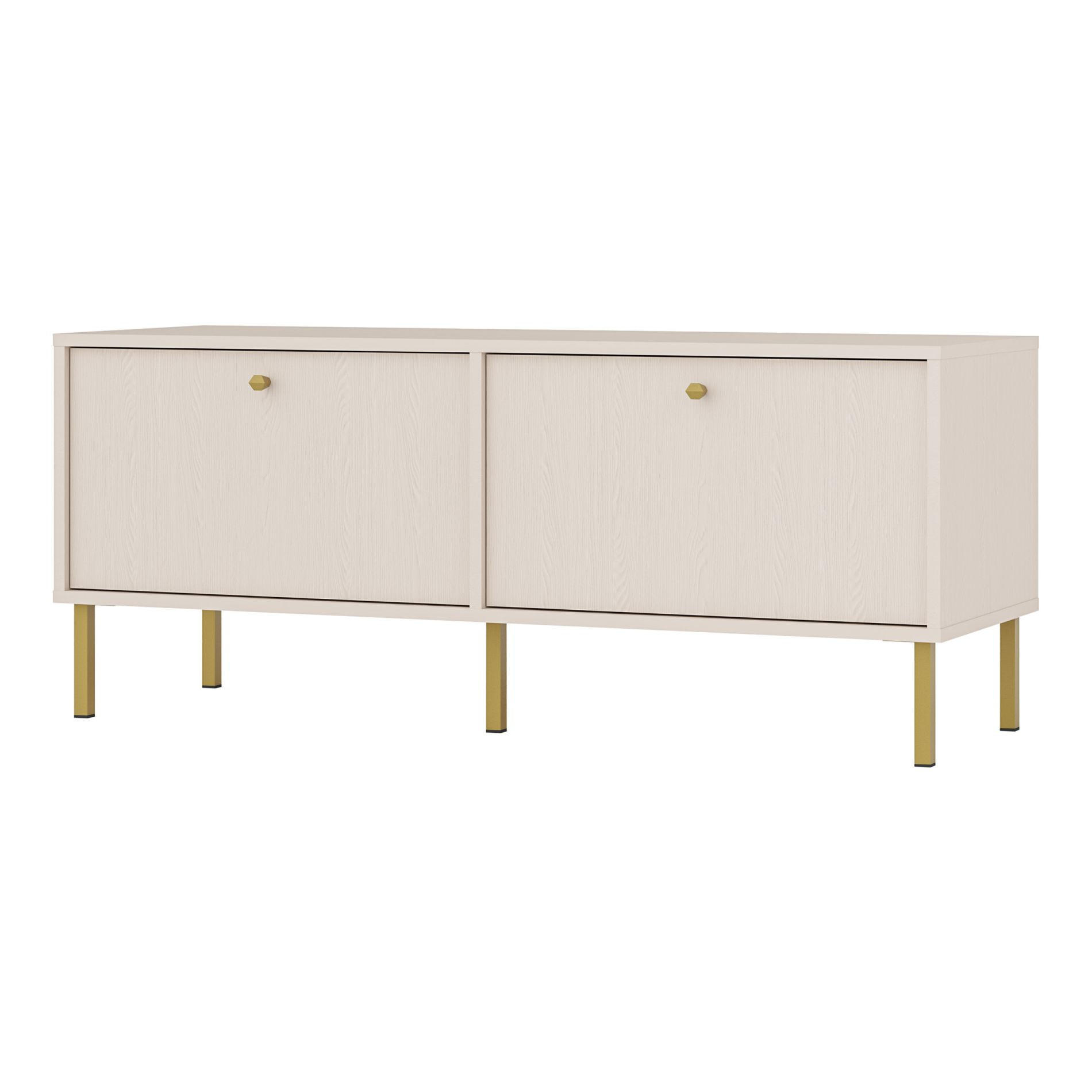 TV-MÖBEL Oktio Sandbeige 121 cm - Beige/Goldfarben, Holzwerkstoff/Metall (121/50/40.8cm) - Selsey