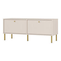 TV-MÖBEL Oktio Sandbeige 121 cm - Beige/Goldfarben, Holzwerkstoff/Metall (121/50/40.8cm) - Selsey