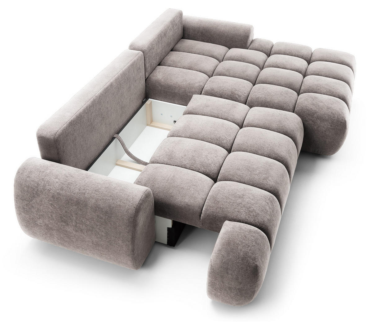 ECKSOFA 280 cm Valerio mit Bettkasten, 280 cm, Rechts, Schlaffunktion, Hellgrau - Hellgrau, Holz (177/280cm) - Emporius