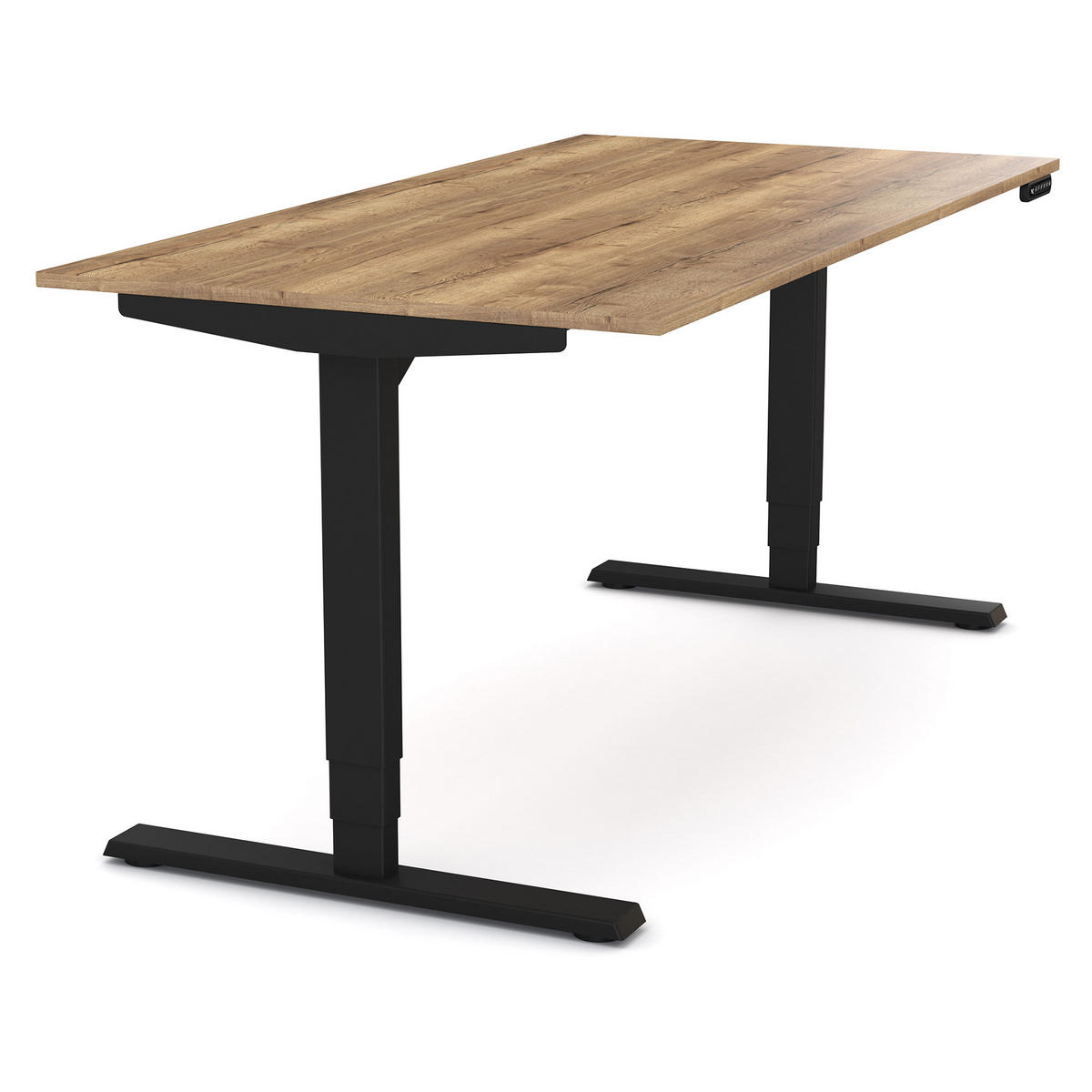 SCHREIBTISCH Elektrisch höhenverstellbarer Schreibtisch Y-Line Eiche Tabak Schwarz 120/80/62-127cm - Eiche Wotan/Schwarz, Holzwerkstoff/Metall (80/120/127cm) - ASSMANN