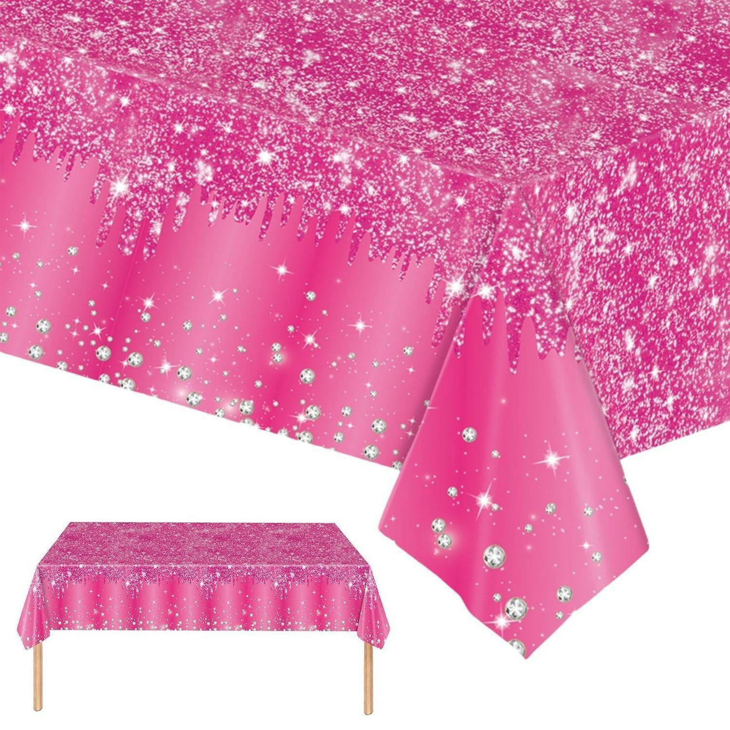 TISCHDECKE 2 Stück 137 x 274 cm Kunststoff Wasserdicht Rosenrot - Pink, Kunststoff (274/137/1.5cm)