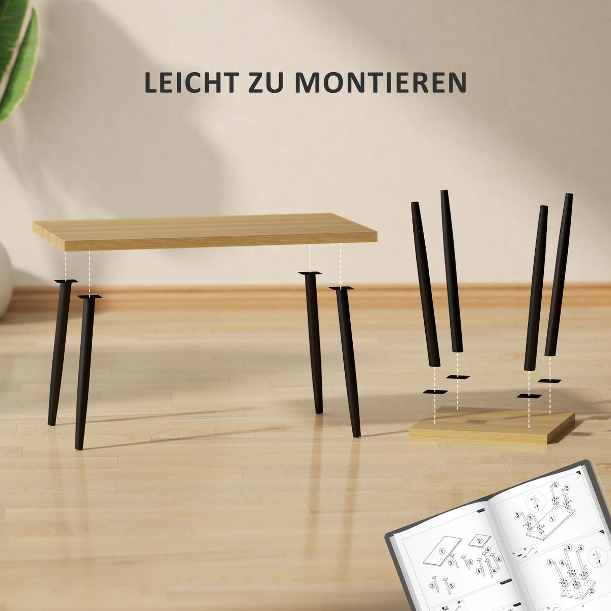 COUCHTISCH 2er Set Beistelltisch mit Stahlrahmen, für Wohnzimmer Natur - Naturfarben, Holzwerkstoff (90/50/45cm) - HOMCOM