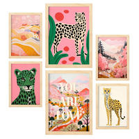 POSTER Set Mit 6 Machende Rosen A3 & A4 Rahmen Aus Hellem Holz - Beige, Papier (29/3cm) - Nacnic