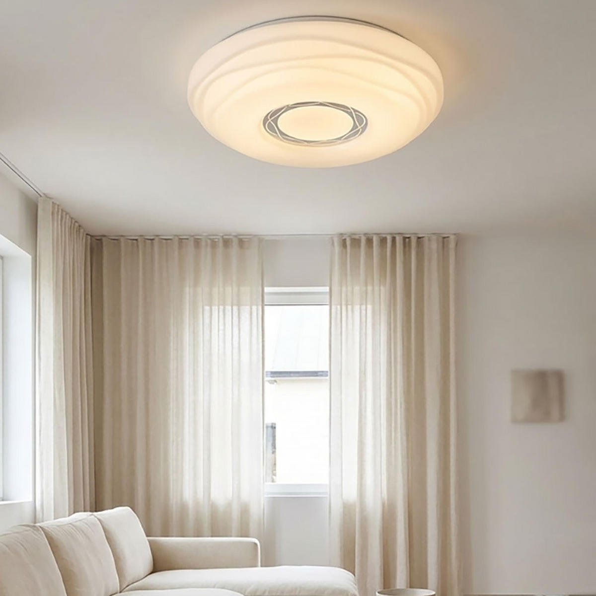 LED DECKENLEUCHTE Metall Weiß MALIK - Weiß, Metall (34/34/9cm) - Globo Lighting
