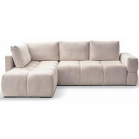 ECKSOFA Taremi mit Chenillebezug Hellbeige, beidseitig - Ecru/Schwarz, Textil (267/185cm) - Selsey