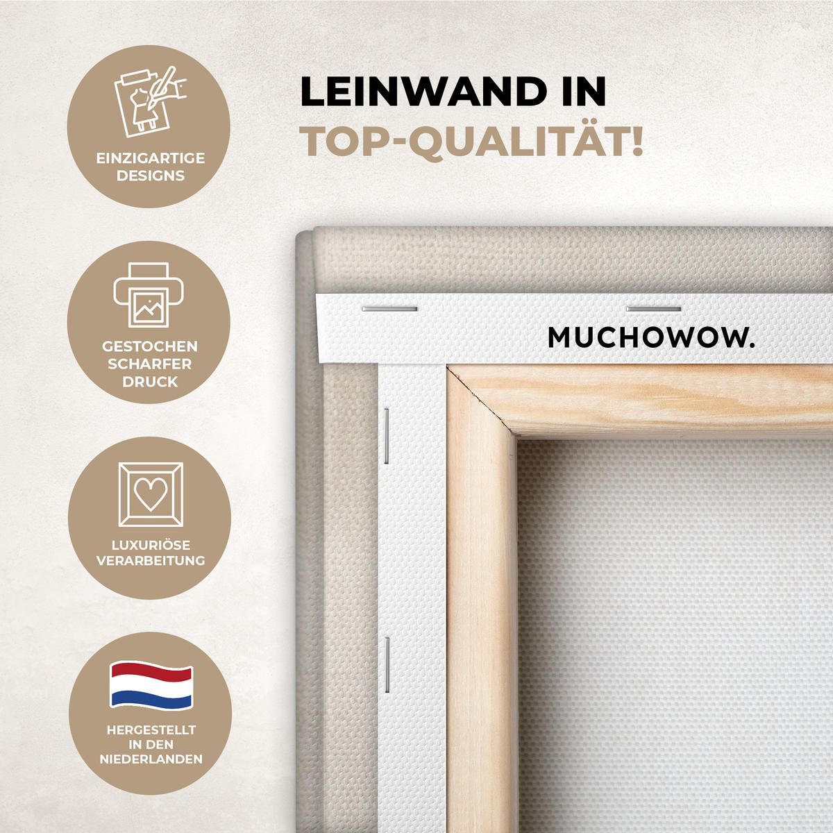 LEINWANDBILD Abstrakt - Wellen - Schwarz - Verwittert 90x90 cm - Trüffeleichefarben, Textil (90/90cm) - MuchoWow