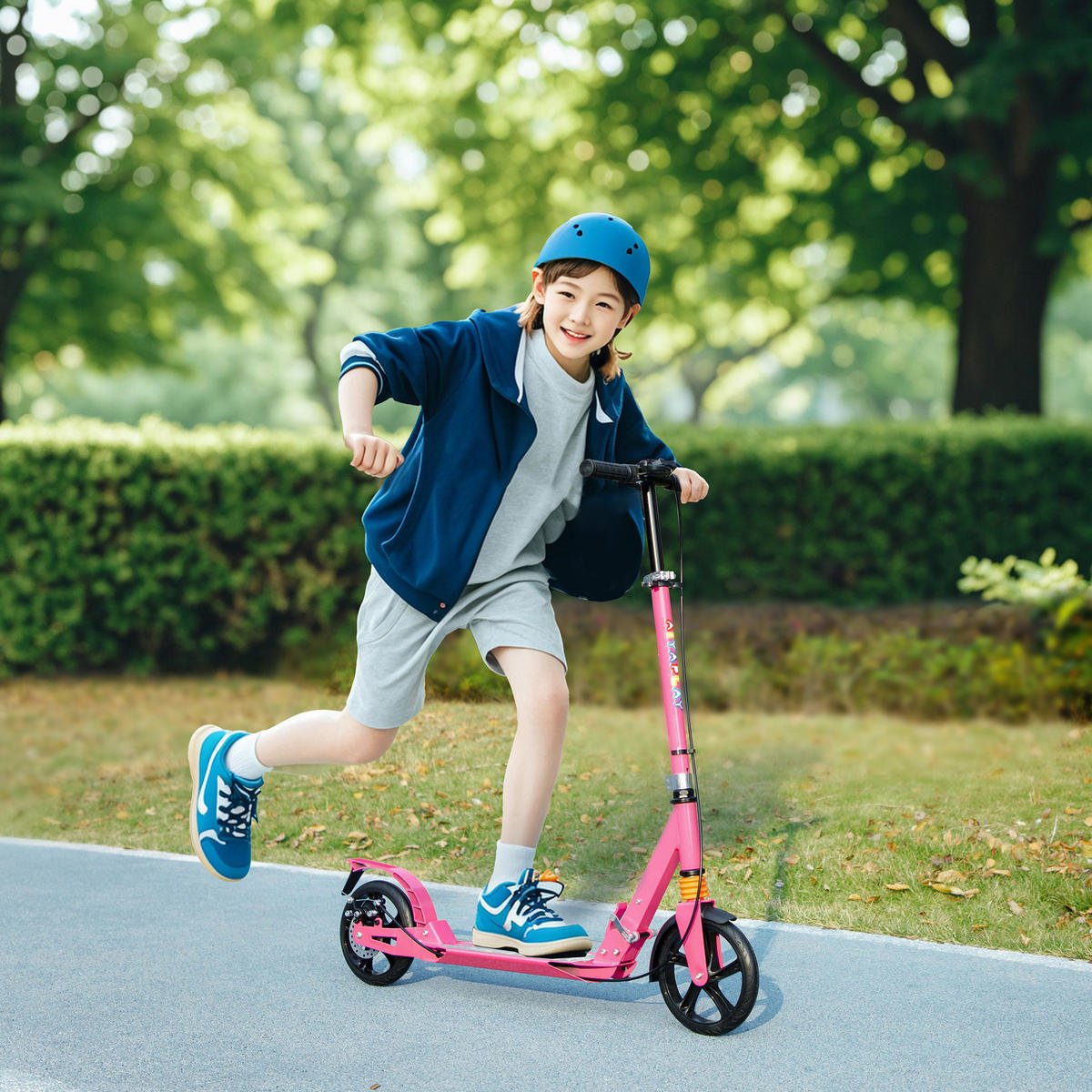 ROLLER Kinder Scooter mit verstellbar Griffen klappbar höhenverstellbar Rosa - Rosa, Metall (94/36/103cm) - AIYAPLAY