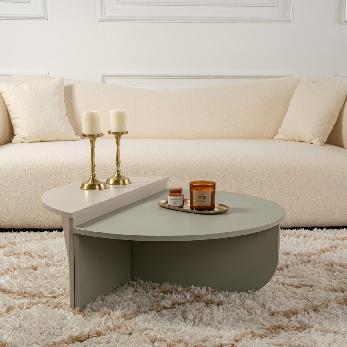 COUCHTISCH (2er-Set) orion 90/90/35 cm - Grün, Holzwerkstoff (90/90/35cm) - Calicosy