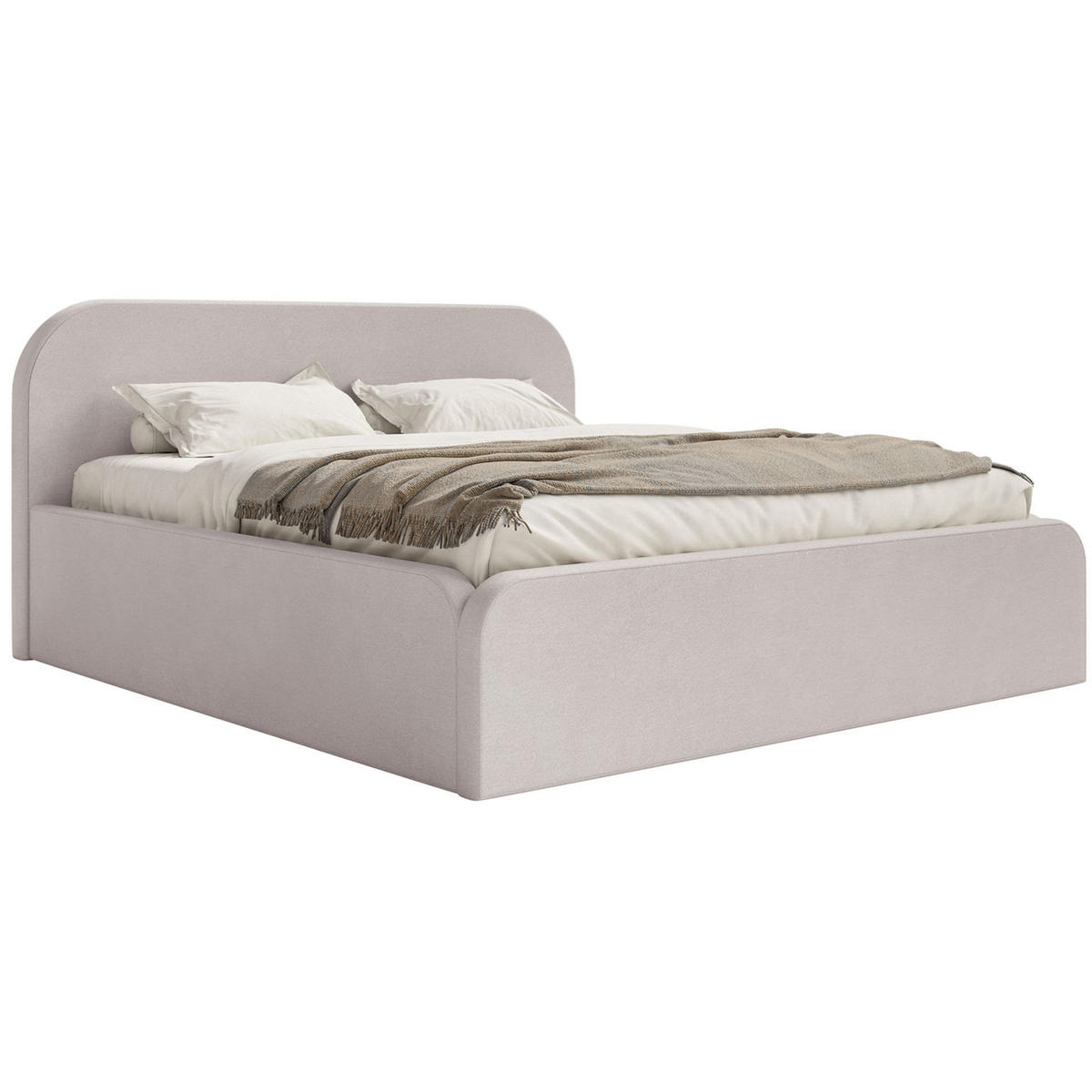 POLSTERBETT Umike Graubeige Samt mit Bettkasten 200x200 cm - Taupe, Textil (200/200cm) - Selsey