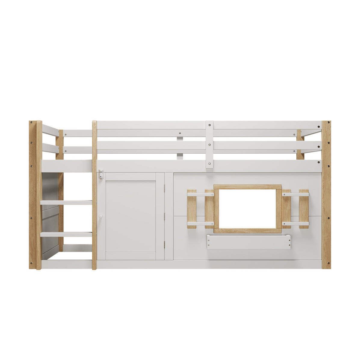 HOCHBETT 90/200 cm, weiß mit Spielbereich ohne Matratze - Weiß, Holz (90/200cm) - MIVRAY