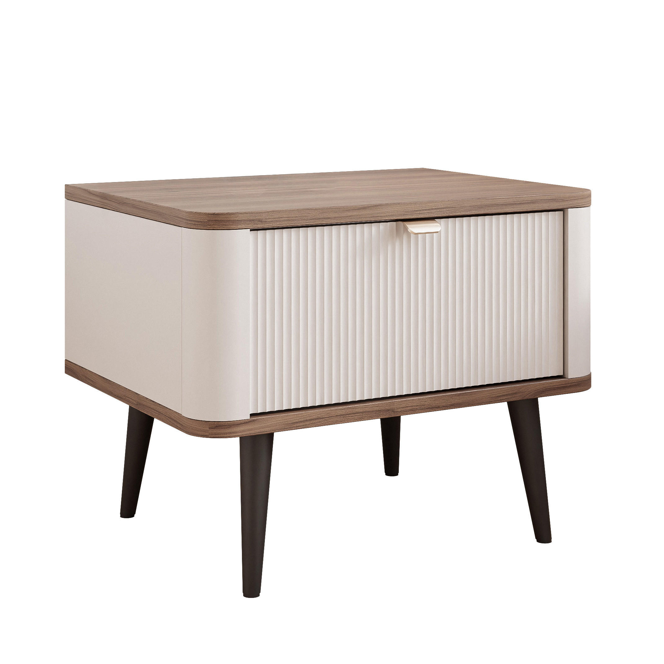 NACHTTISCH mit Schublade NAVANI auf schwarzen Beinen Kaschmir Nuss - Kaschmir/Nussbaumfarben, Holzwerkstoff (50/42/40cm) - Idohome