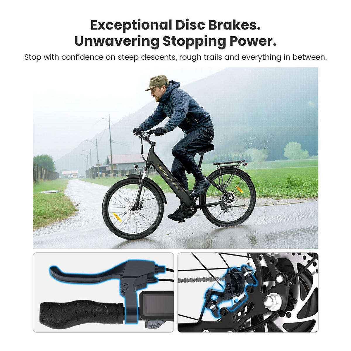 E-BIKE – 100 km Reichweite, 250W Motor, Komfort & Sicherheit im Alltag - Schwarz, Metall (85cm) - Touroll