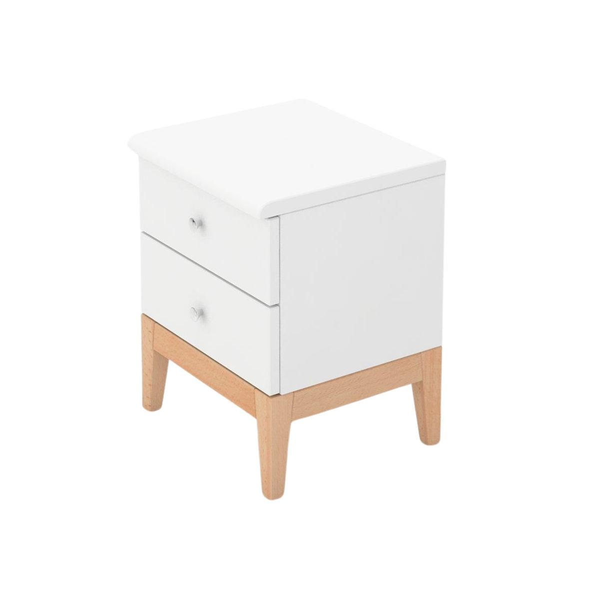 HOLZNACHTTISCH Livia mit silbernen griffen, Weiß/Naturfarben - Silberfarben/Buchefarben, Holz/Buchenholz (40/54/34cm) - Visby